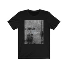 Load image into Gallery viewer, “Strength in Weakness” Black Jersey Short Sleeve Tee