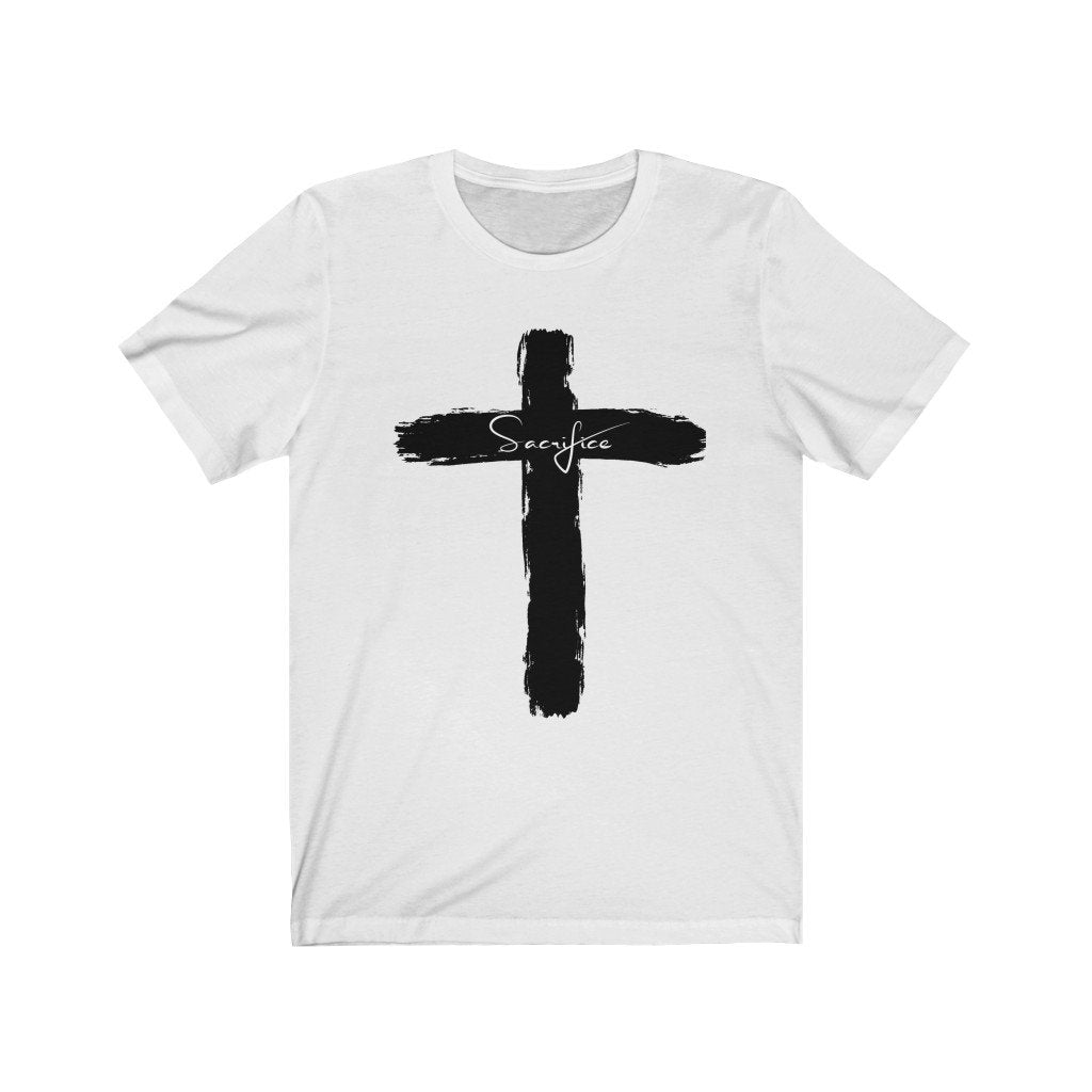 Men’s “Sacrifice” White Jersey Short Sleeve Tee