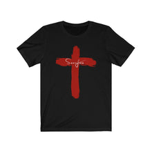 Load image into Gallery viewer, “Sacrifice” Black Jersey Short Sleeve Tee
