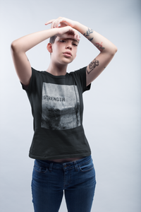 “Strength in Weakness” Black Jersey Short Sleeve Tee